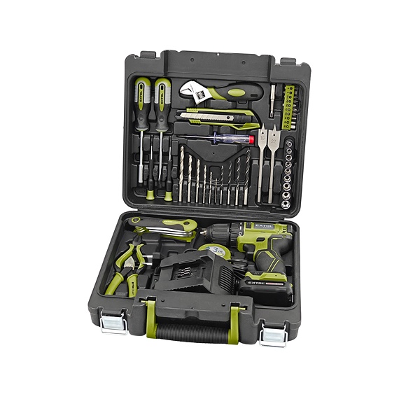 Aku vrtací šroubovák Extol Craft, BRUSHLESS, 12V Li-ion s nářadím, sada 46ks (422801)
