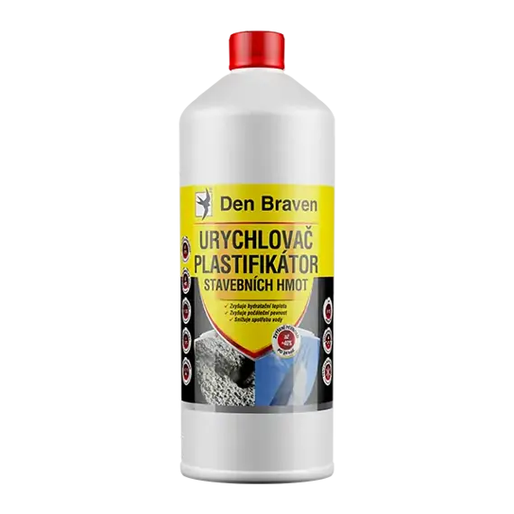 Urychlovač a plastifikátor stavebních hmot Den Braevn, 1l lahev, nažloutlá (CH0510)